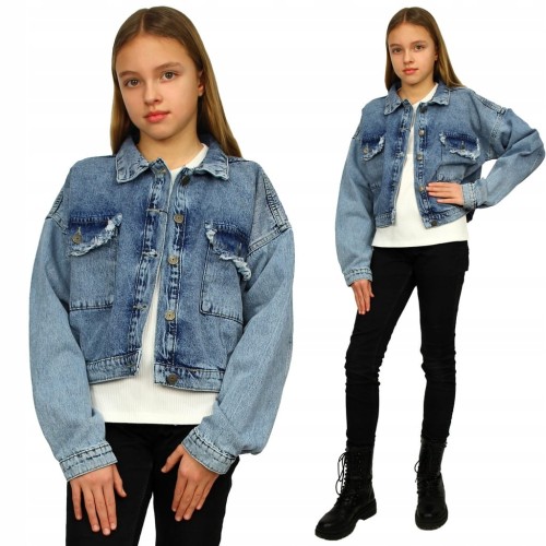 Kurtka JEANSOWA Wiosenna OVERSIZE Kieszenie