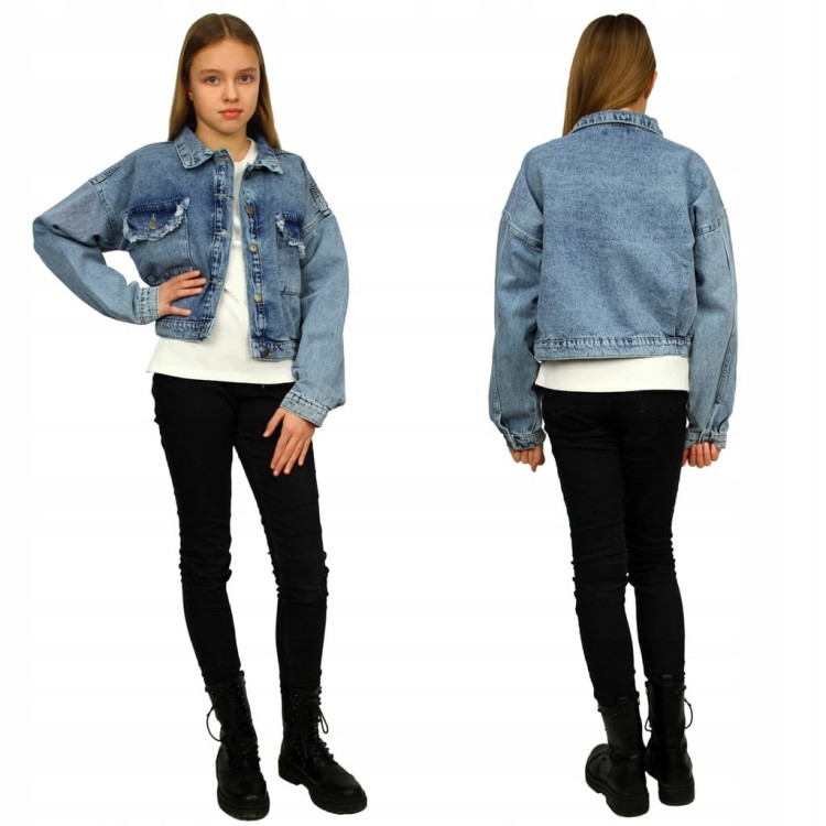 Kurtka JEANSOWA Wiosenna OVERSIZE Kieszenie