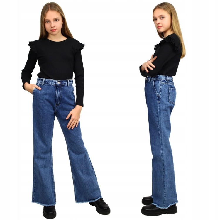 SPODNIE Dzwony JEANSY Szerokie Nogawki BOOTCUT