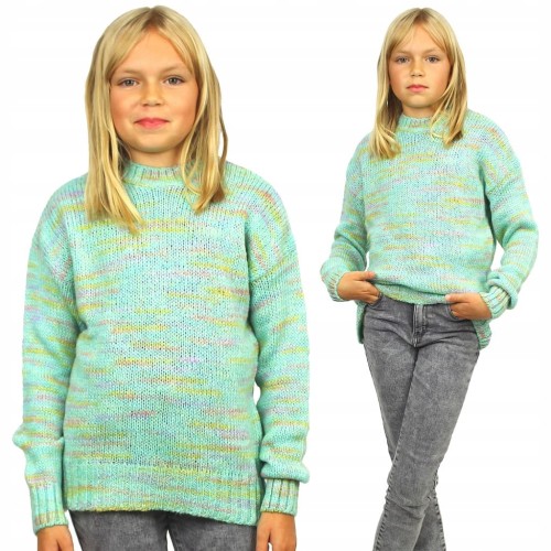 SWETER Melanżowy CIEPŁY Turkus BREEZE Miły