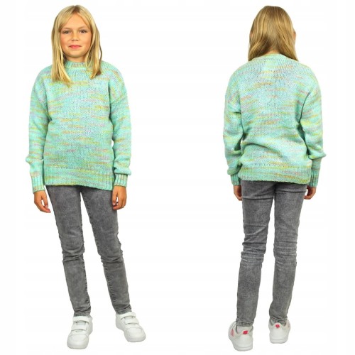 SWETER Melanżowy CIEPŁY Turkus BREEZE Miły