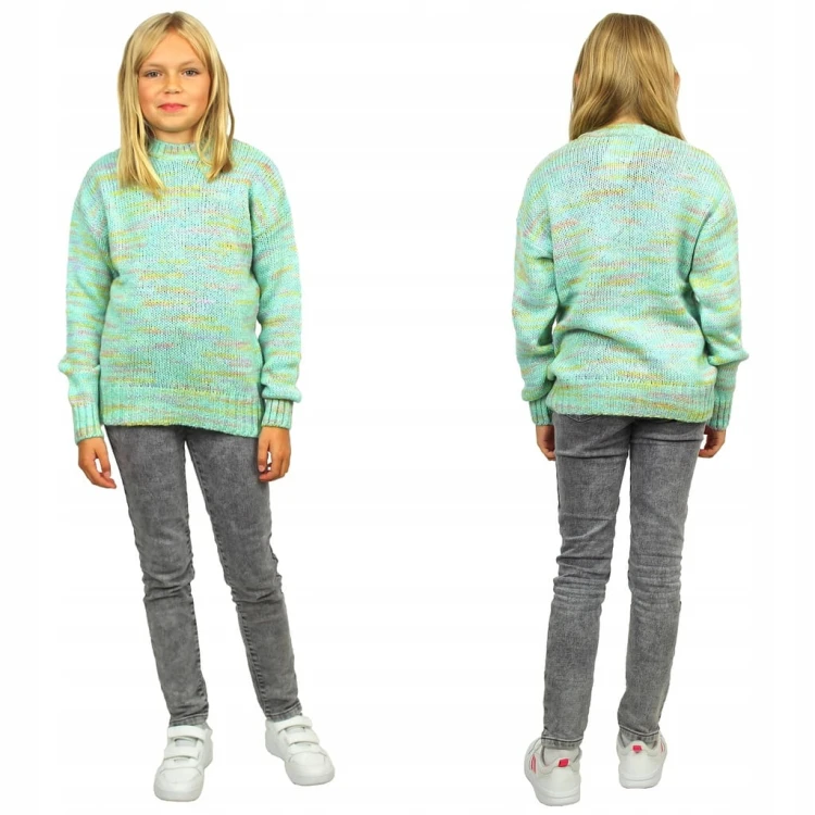 SWETER Melanżowy CIEPŁY Turkus BREEZE Miły