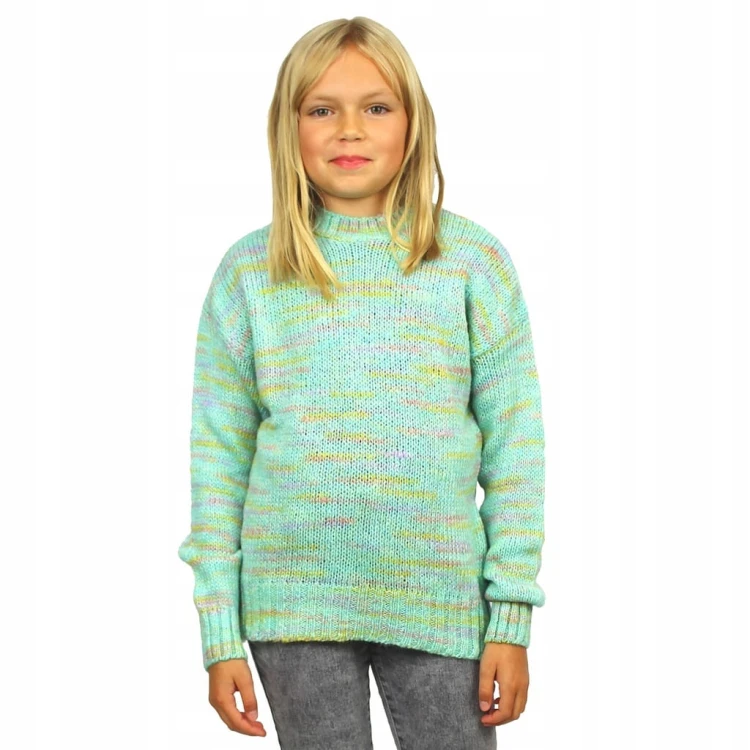 SWETER Melanżowy CIEPŁY Turkus BREEZE Miły