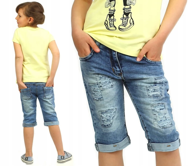 SPODNIE 3/4 Jeans CAPRI Vintage PASEK