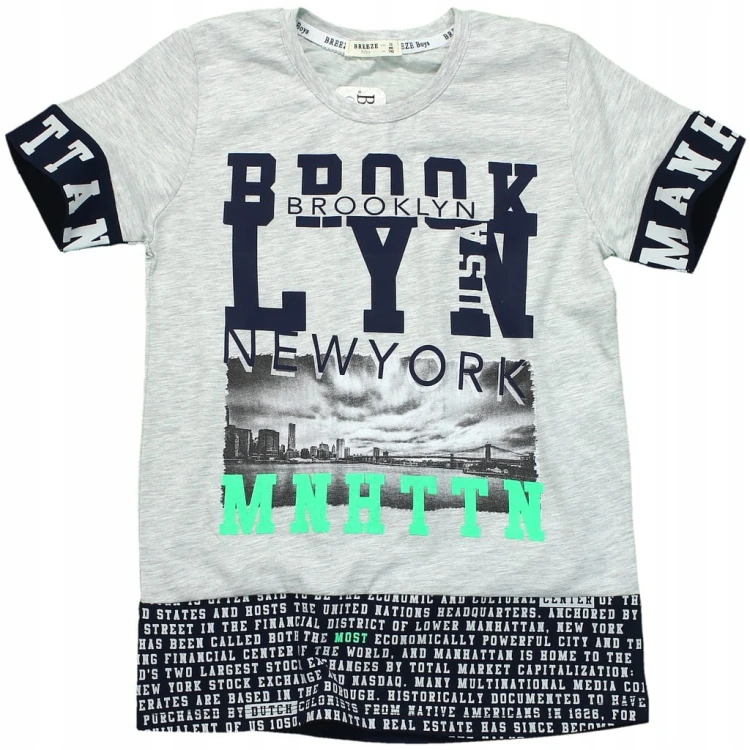 T-SHIRT Bluzka NADRUK Napisy BAWEŁNA Koszulka