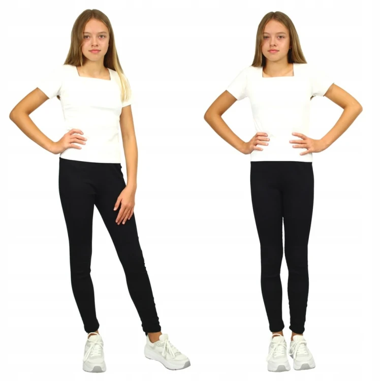 LEGGINSY Długie GETRY Prążkowane BAWEŁNA czarne