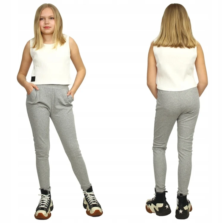 SPODNIE Joggery DRESOWE Wygodne SZARE