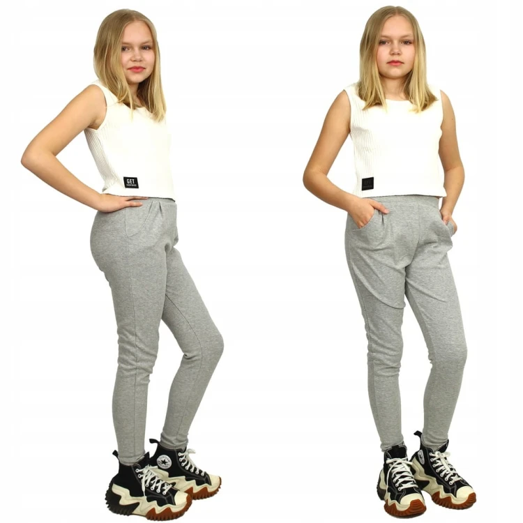 SPODNIE Joggery DRESOWE Wygodne SZARE