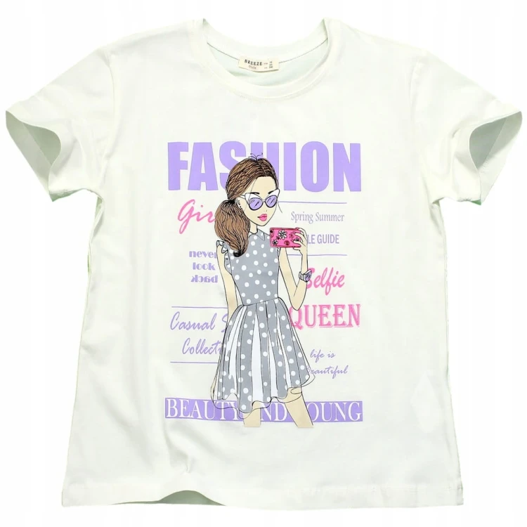 BLUZKA T-Shirt OVERSIZE Z Nadrukiem ECRU
