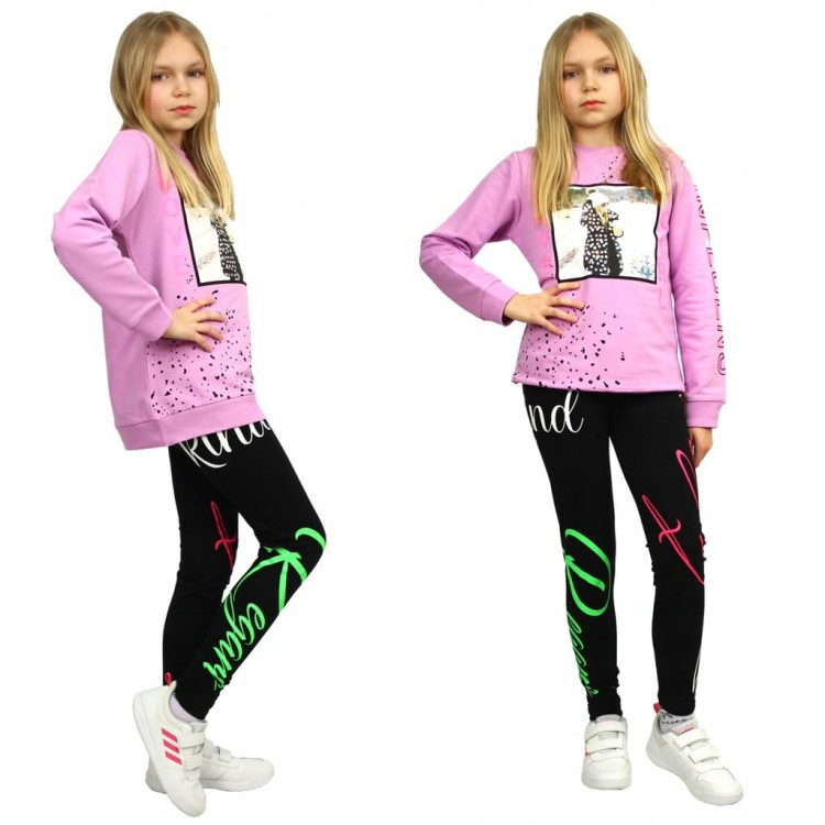 Getry LEGINSY Print NEON Napisy BAWEŁNA Długie