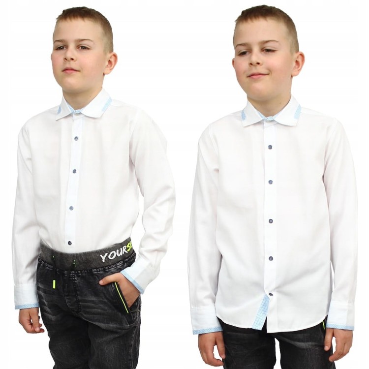 Elegancka KOSZULA Biała KOŁNIERZYK Bawełna