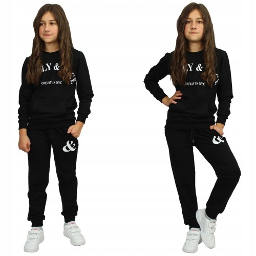 KOMPLET Dresowy NAPIS Bluza KANGURKA Wygodny