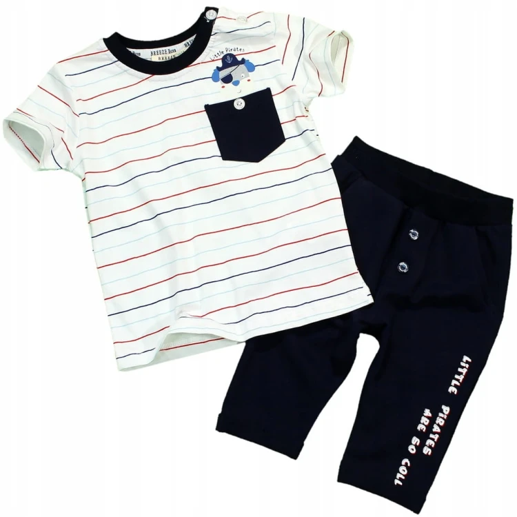 Komplet T-SHIRT SPODENKI Paski BAWEŁNA Kieszeń