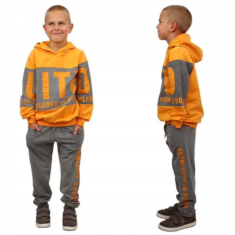 KOMPLET Dresowy BLUZA Z KAPTUREM Spodnie NAPIS