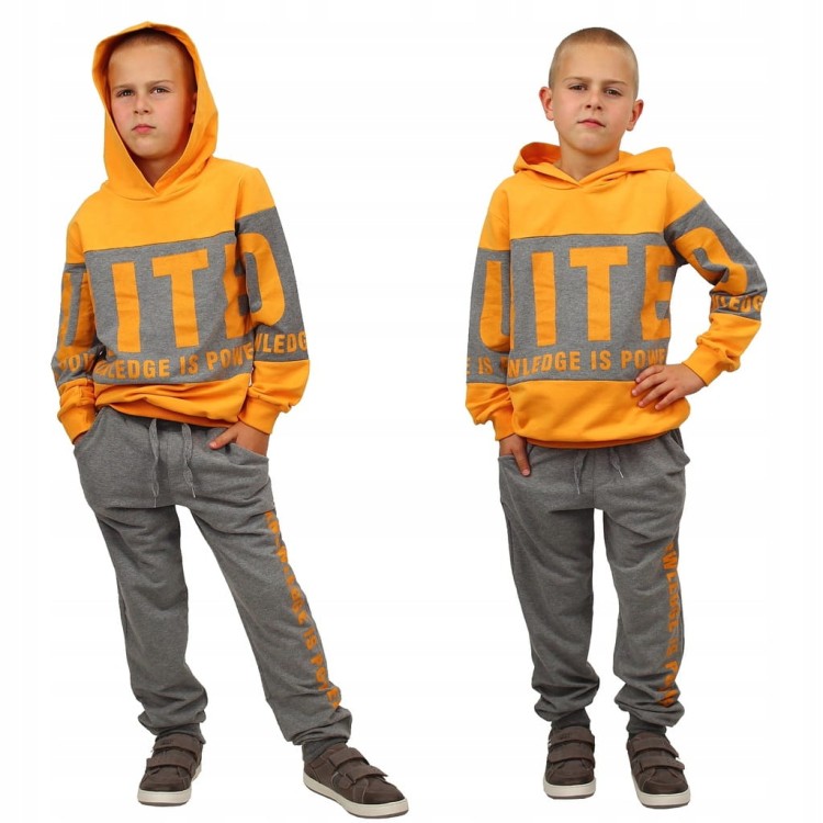 KOMPLET Dresowy BLUZA Z KAPTUREM Spodnie NAPIS