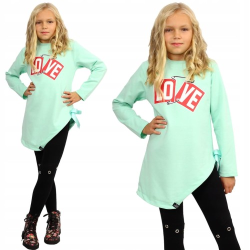 KOMPLET Asymetryczna BLUZA Love GETRY Bawełna