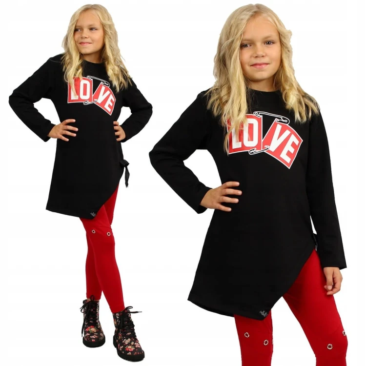 Komplet BLUZA Tunika ASYMETRYCZNA Legginsy