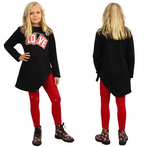 Komplet BLUZA Tunika ASYMETRYCZNA Legginsy