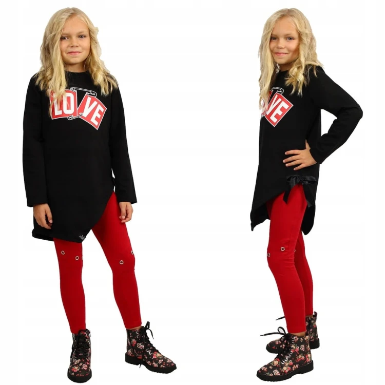 Komplet BLUZA Tunika ASYMETRYCZNA Legginsy