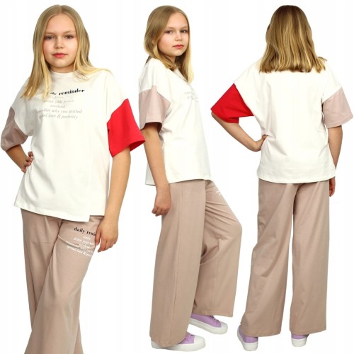KOMPLET Bluzka SPODNIE Szerokie OVERSIZE Loose