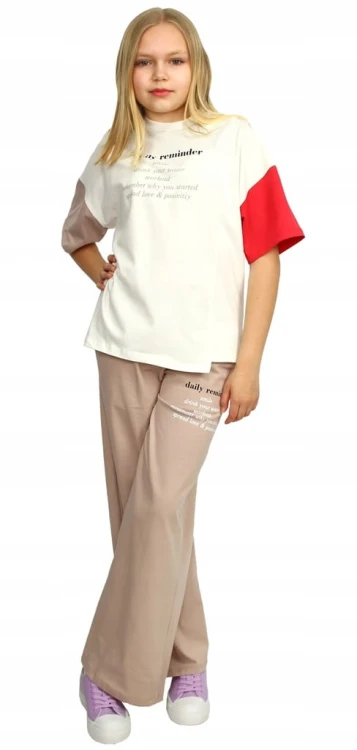 KOMPLET Bluzka SPODNIE Szerokie OVERSIZE Loose