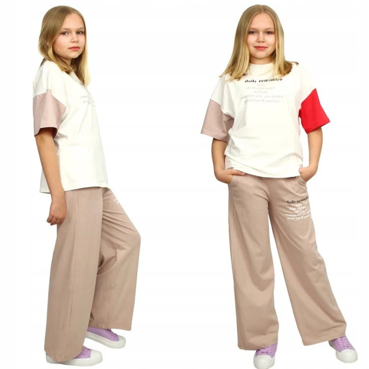 KOMPLET Bluzka SPODNIE Szerokie OVERSIZE Loose