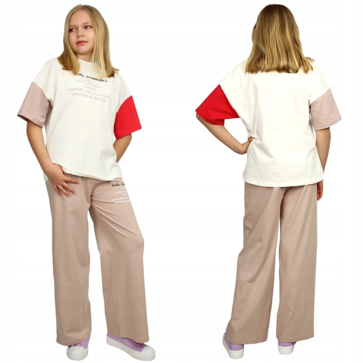 KOMPLET Bluzka SPODNIE Szerokie OVERSIZE Loose