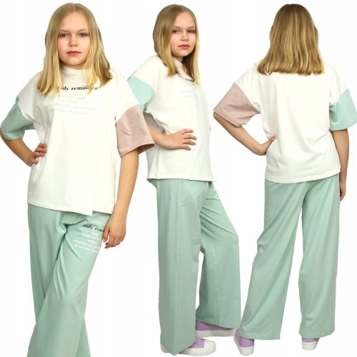 KOMPLET Bluzka SPODNIE Szerokie OVERSIZE Loose