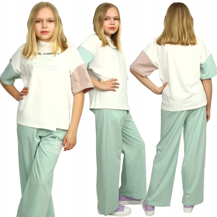 KOMPLET Bluzka SPODNIE Szerokie OVERSIZE Loose