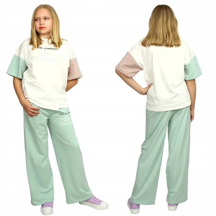 KOMPLET Bluzka SPODNIE Szerokie OVERSIZE Loose