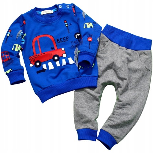 KOMPLET Dresowy AUTKO Bluza SPODNIE Baggy