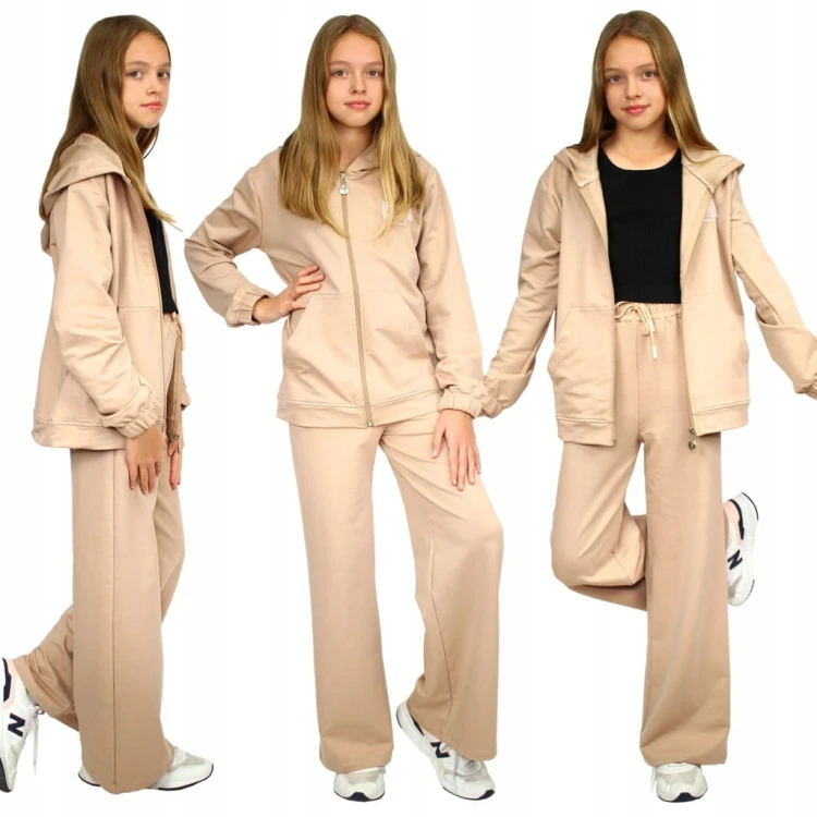 KOMPLET Dresowy BLUZA SPODNIE Szerokie