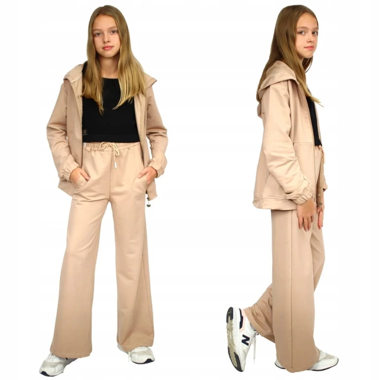 KOMPLET Dresowy BLUZA SPODNIE Szerokie