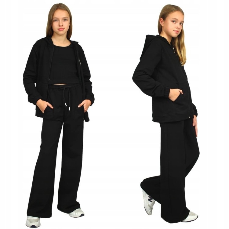 KOMPLET Dresowy BLUZA SPODNIE Szerokie