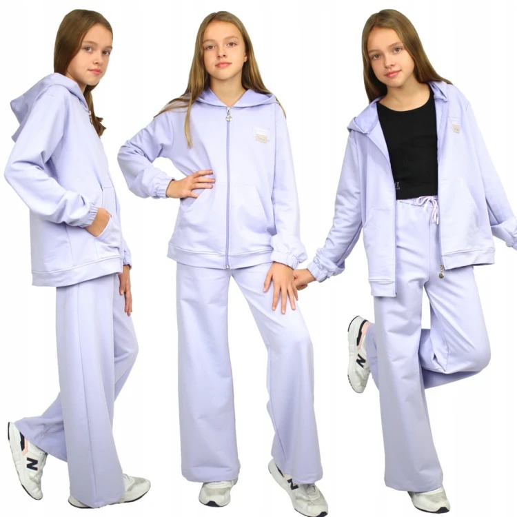 KOMPLET Dresowy BLUZA SPODNIE Szerokie