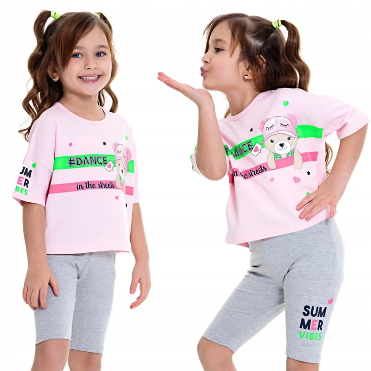 Komplet T-SHIRT Top GETRY Krótkie MIŚ Bawełna
