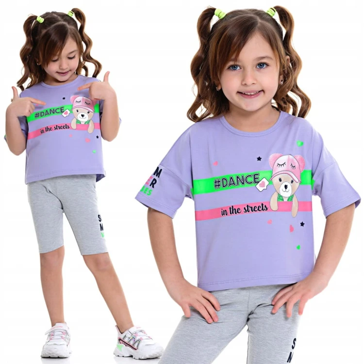 Komplet T-SHIRT Top GETRY Krótkie MIŚ Bawełna