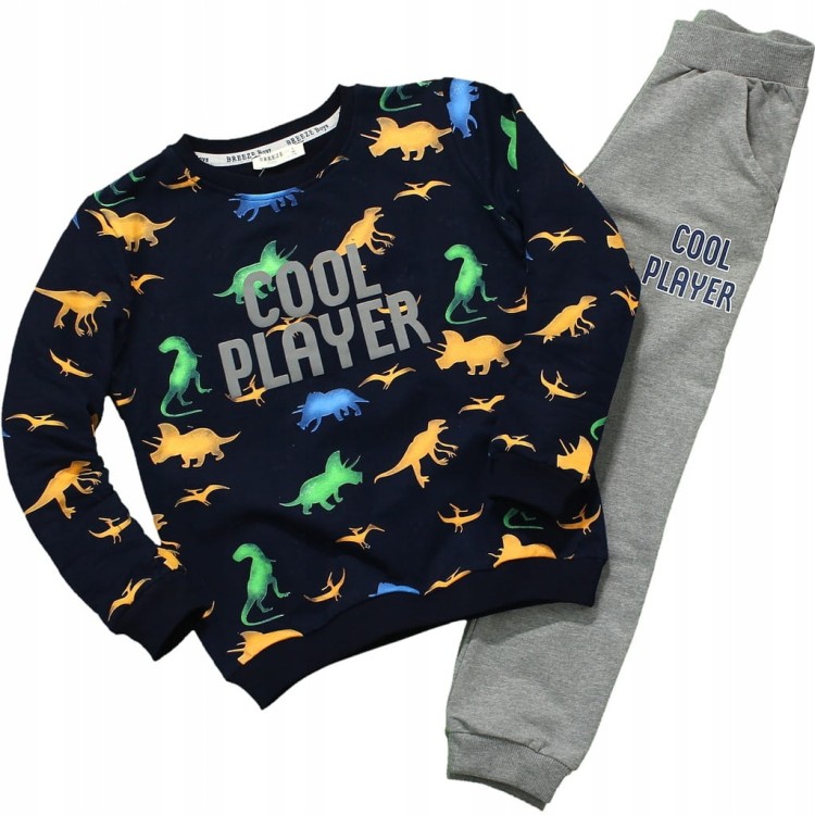 KOMPLET Dresowy DINOZAURY Bluza Spodnie