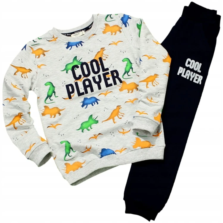 KOMPLET Dresowy DINOZAURY Bluza Spodnie