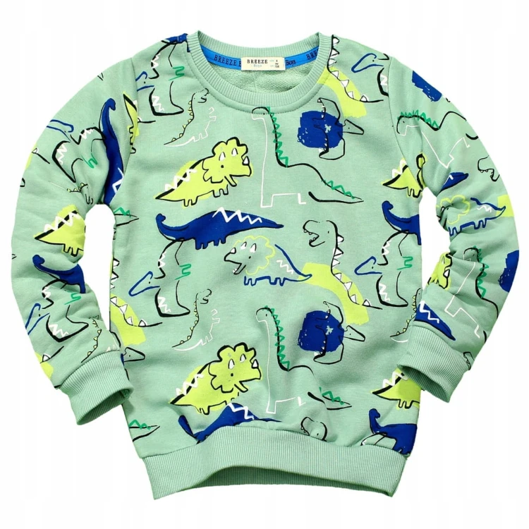 KOMPLET Dresowy DINOZAURY Bluza Spodnie BAWEŁNA Breeze