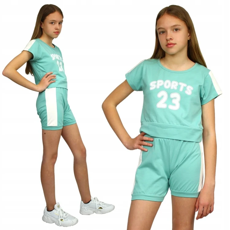 KOMPLET Sportowy TOP Krótkie SPODENKI Szorty
