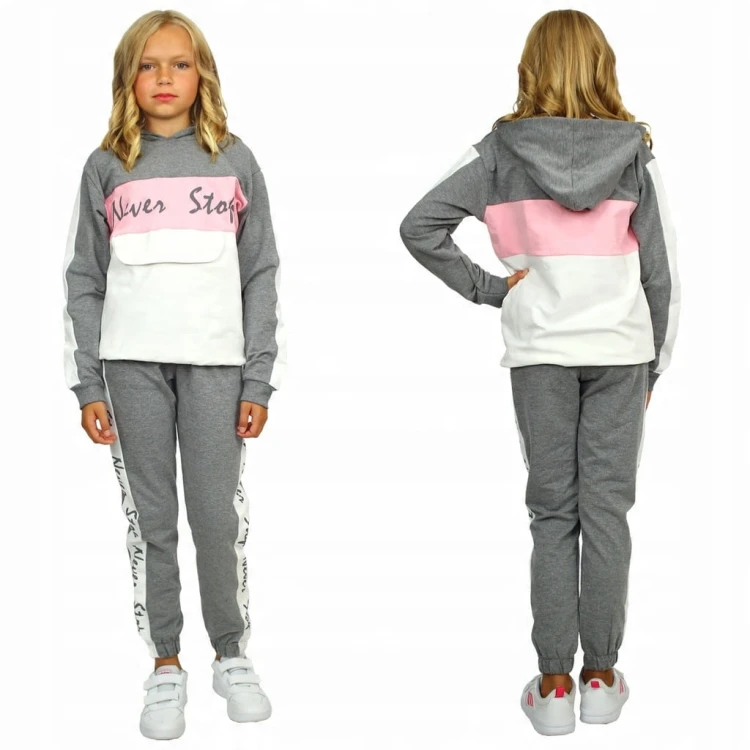 KOMPLET Dresowy BLUZA Z KAPTUREM Lampasy