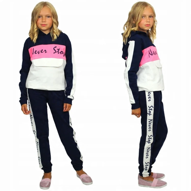KOMPLET Dresowy BLUZA Z KAPTUREM Lampasy
