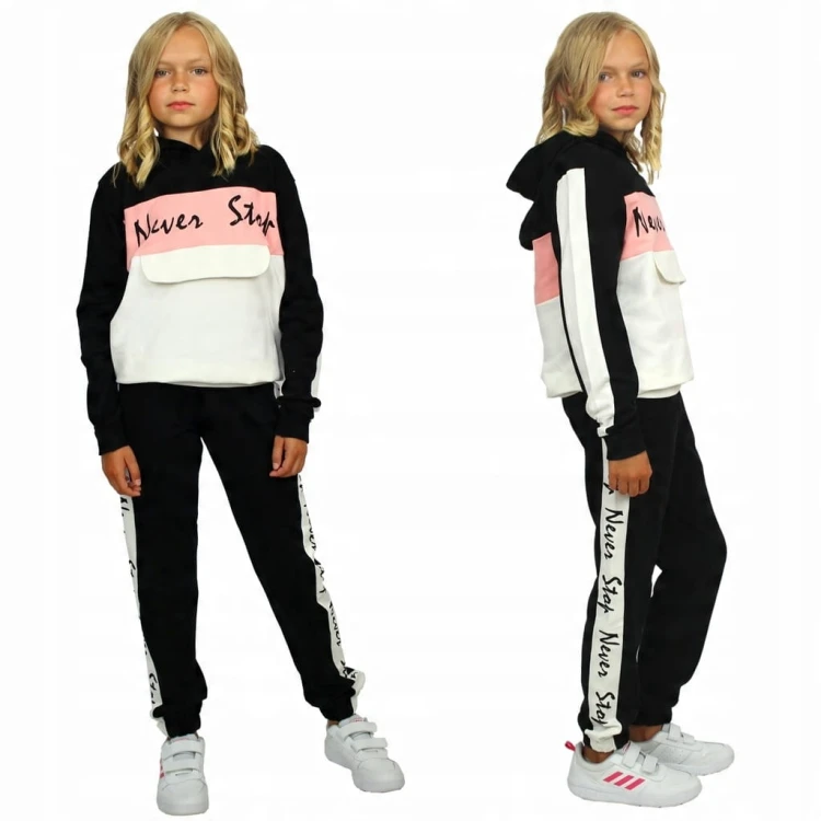 KOMPLET Dresowy BLUZA Z KAPTUREM Lampasy