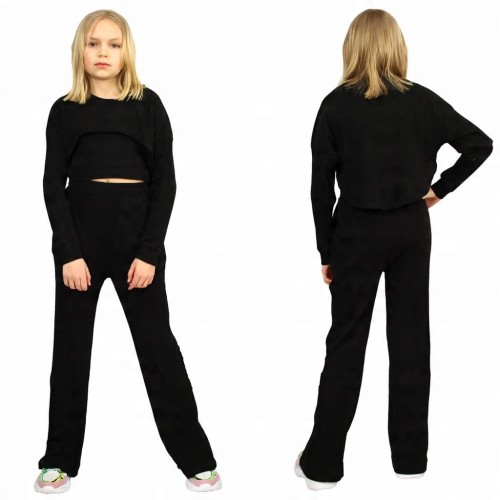 KOMPLET 3cz BLUZA Top SPODNIE Szerokie BAWEŁNA