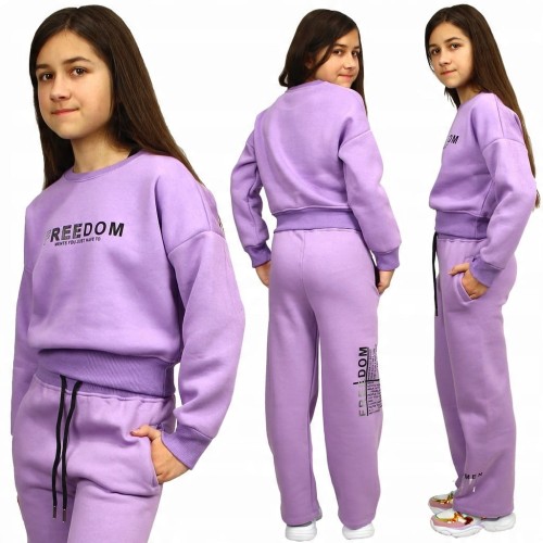 KOMPLET Dresowy OCIEPLANY Bluza Spodnie NAPIS