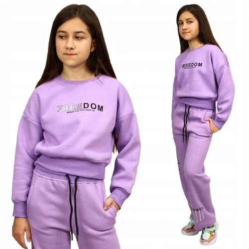 KOMPLET Dresowy OCIEPLANY Bluza Spodnie NAPIS