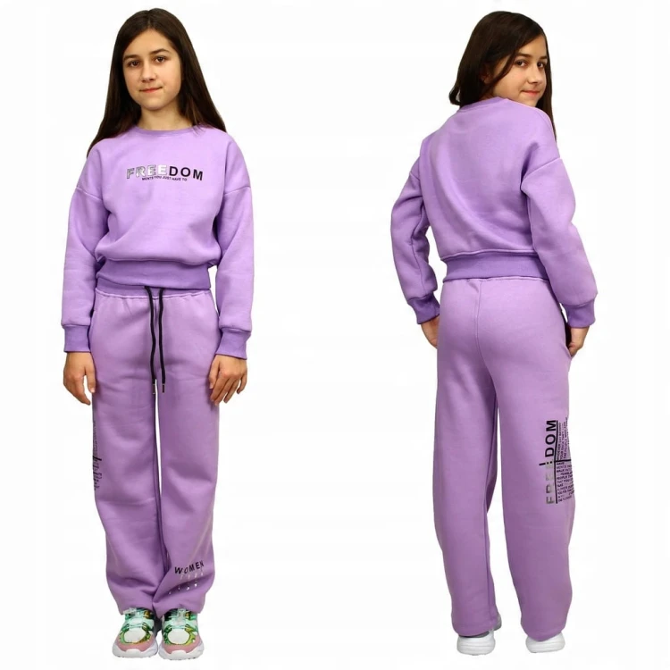 KOMPLET Dresowy OCIEPLANY Bluza Spodnie NAPIS