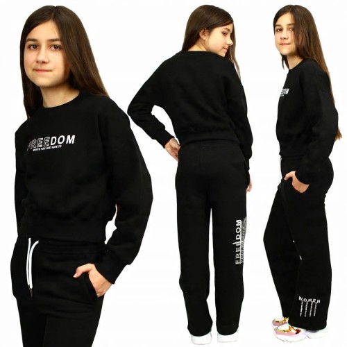 KOMPLET Dresowy OCIEPLANY Bluza Spodnie NAPIS