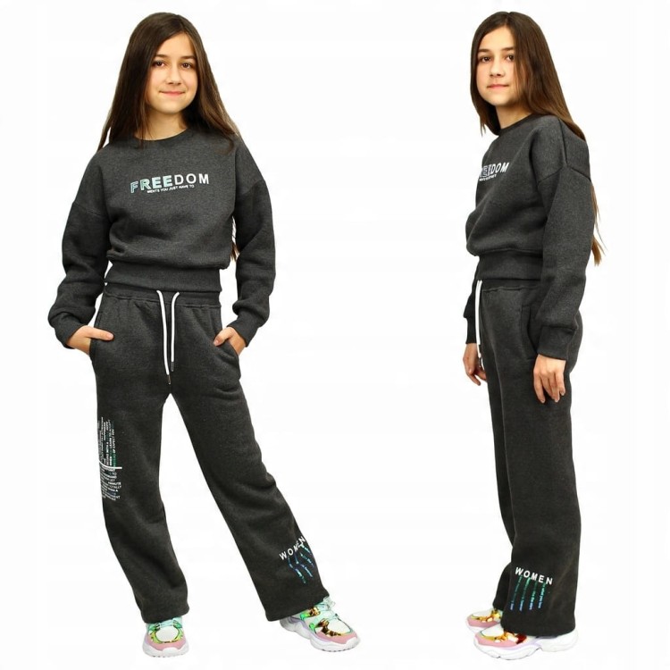 KOMPLET Dresowy OCIEPLANY Bluza Spodnie NAPIS